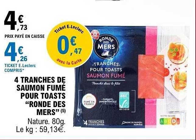 4 TRANCHES DE SAUMON FUMÉ POUR TOASTS «RONDE DES MERS»
