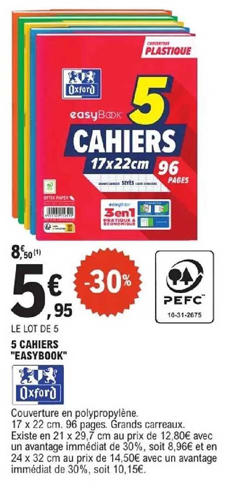 5 CAHIERS "EASYBOOK"