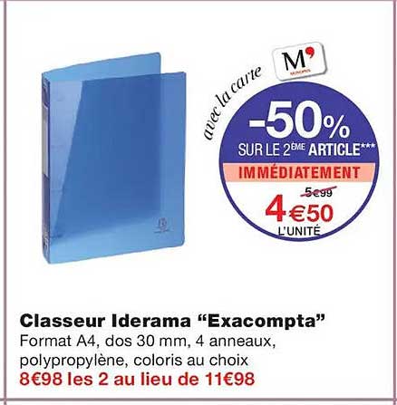 -50% SUR LE 2ÈME ARTICLE*** IMMÉDIATEMENT 4€50 L'UNITÉ