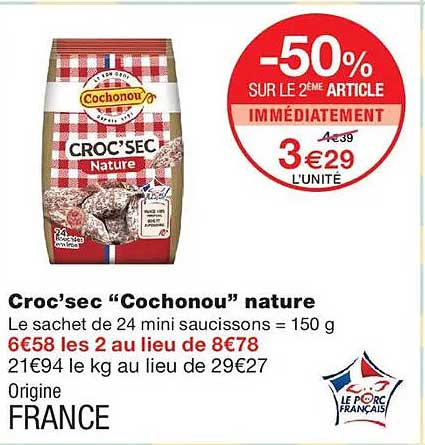 -50% SUR LE 2ÈME ARTICLE IMMÉDIATEMENT