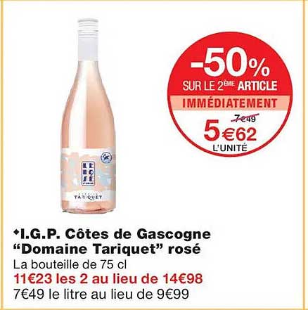 -50% SUR LE 2ÈME ARTICLE IMMÉDIATEMENT