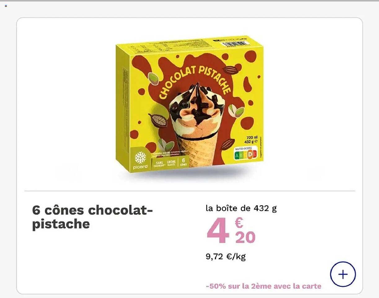 6 cônes chocolat-pistache