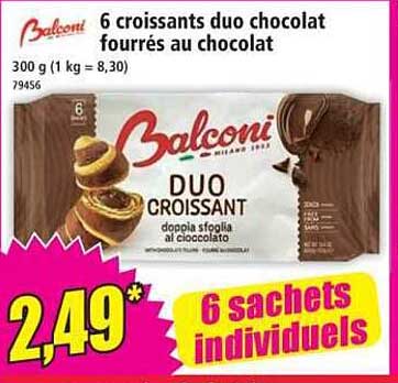 6 croissants duo chocolat fourrés au chocolat