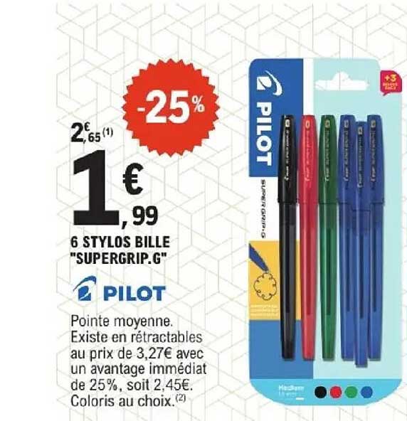 6 STYLOS BILLE "SUPERGRIP.G"