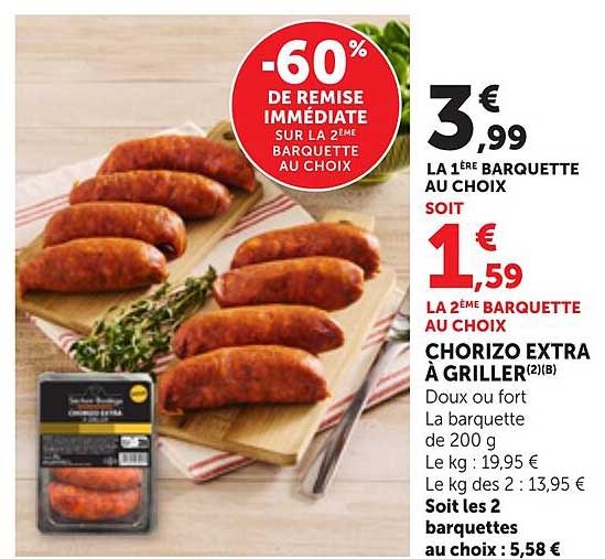 -60% DE REMISE IMMÉDIATE SUR LA 2ÈME BARQUETTE AU CHOIX