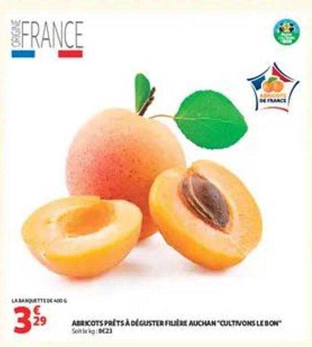 ABRICOTS PRÊTS À DÉGUSTER PULPÉ AUCHAN “CULTIVONS LE BON”