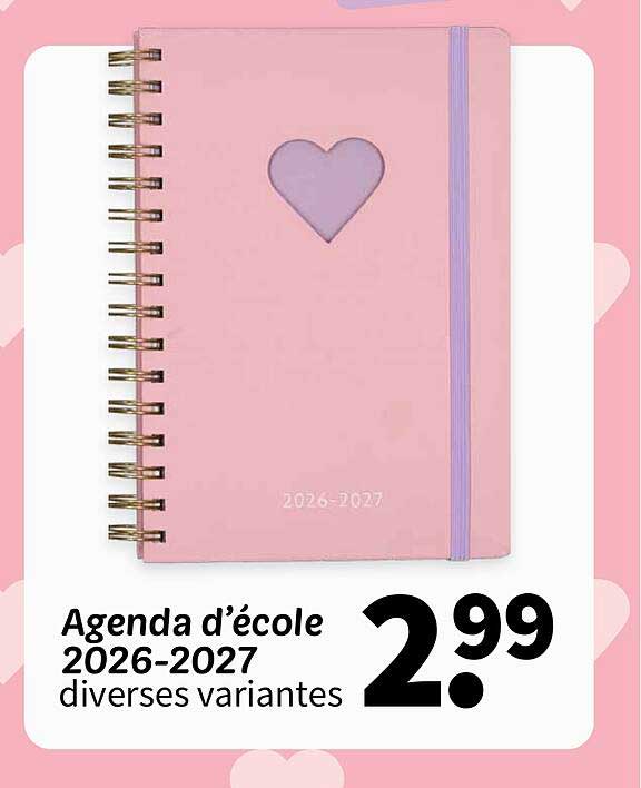 Agenda d’école 2026-2027 diverses variantes