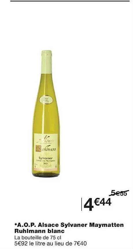 A.O.P. Alsace Sylvaner Maymatten Ruhlmann blanc