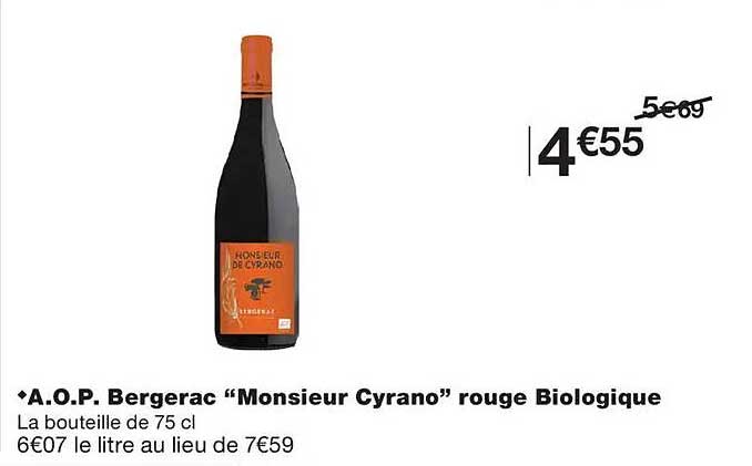 A.O.P. Bergerac “Monsieur Cyrano” rouge Biologique