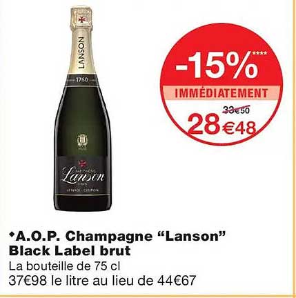 •A.O.P. Champagne “Lanson” Black Label brut