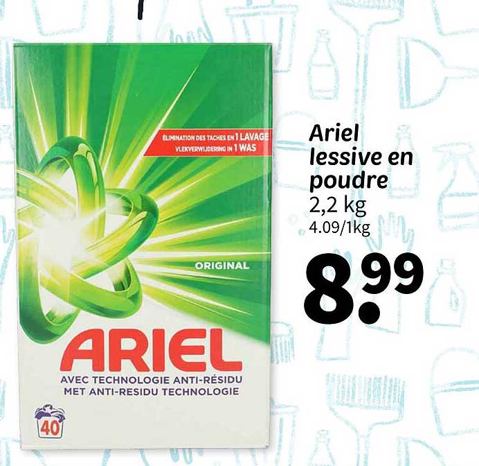 Ariel lessive en poudre 2,2 kg