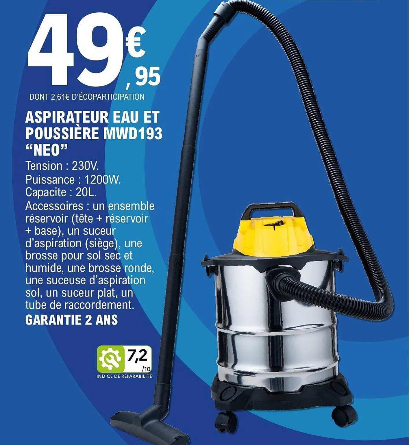 ASPIRATEUR EAU ET POUSSIÈRE MWD193 “NEO”