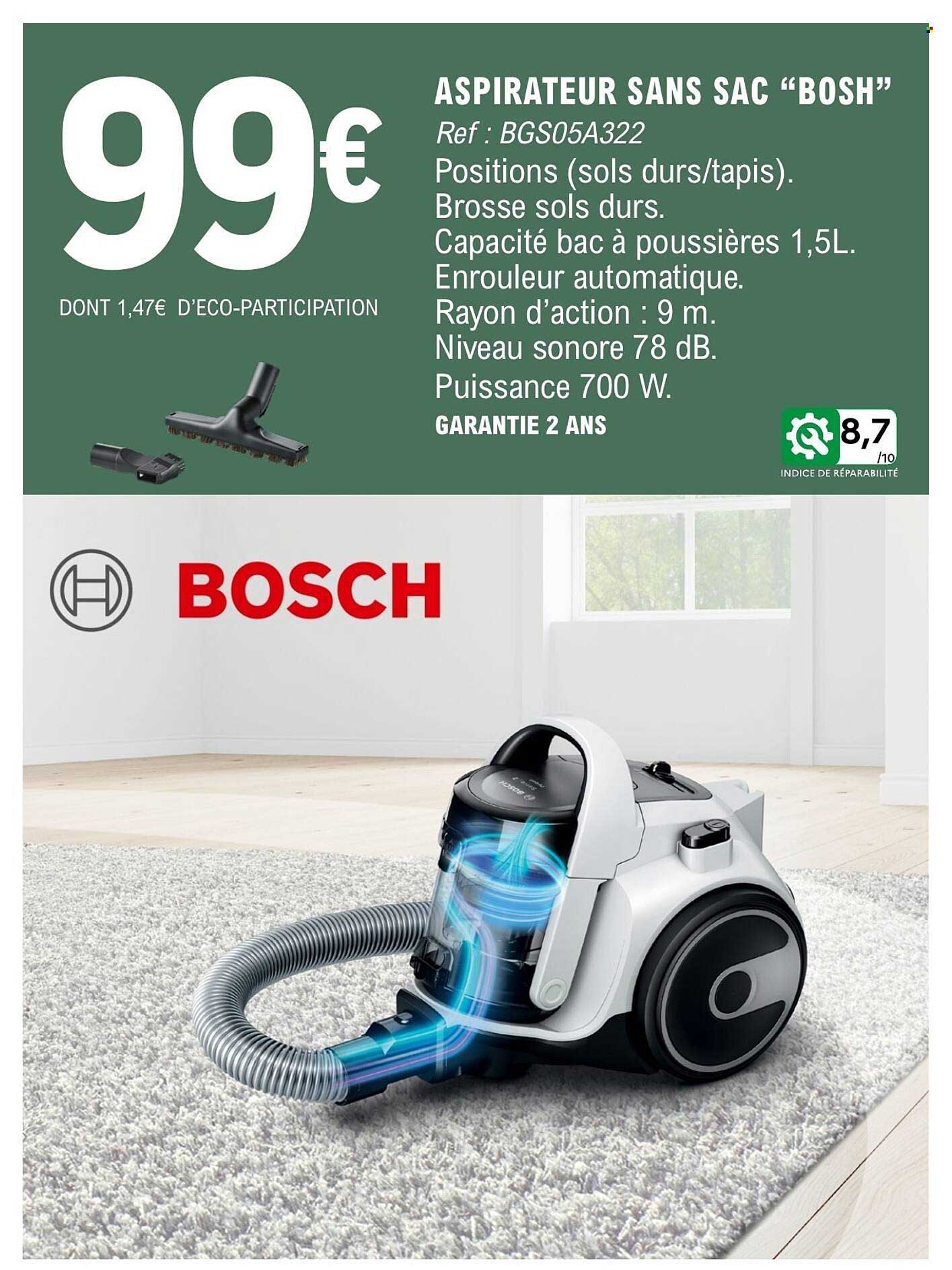 ASPIRATEUR SANS SAC “BOSH”