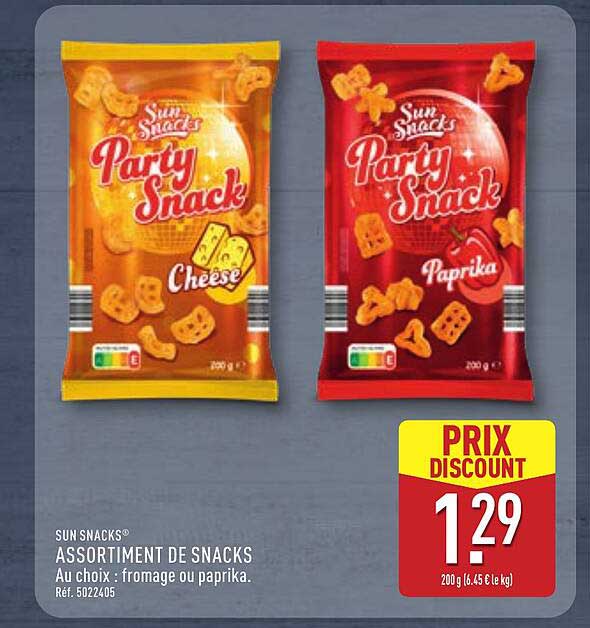 ASSORTIMENT DE SNACKS Au choix : fromage ou paprika.