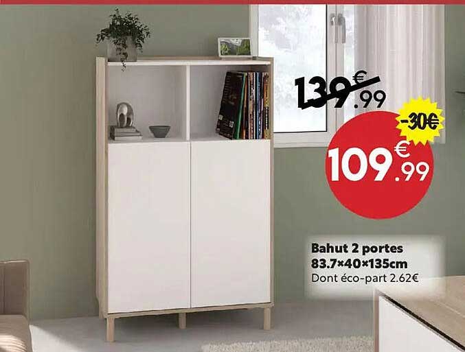 Bahut 2 portes 83.7x40x135cm
