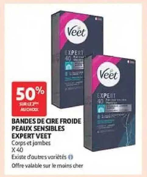 Bandes de cire froide peaux sensibles Expert Veet corps et jambes x40