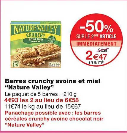 Barres crunchy avoine et miel “Nature Valley”