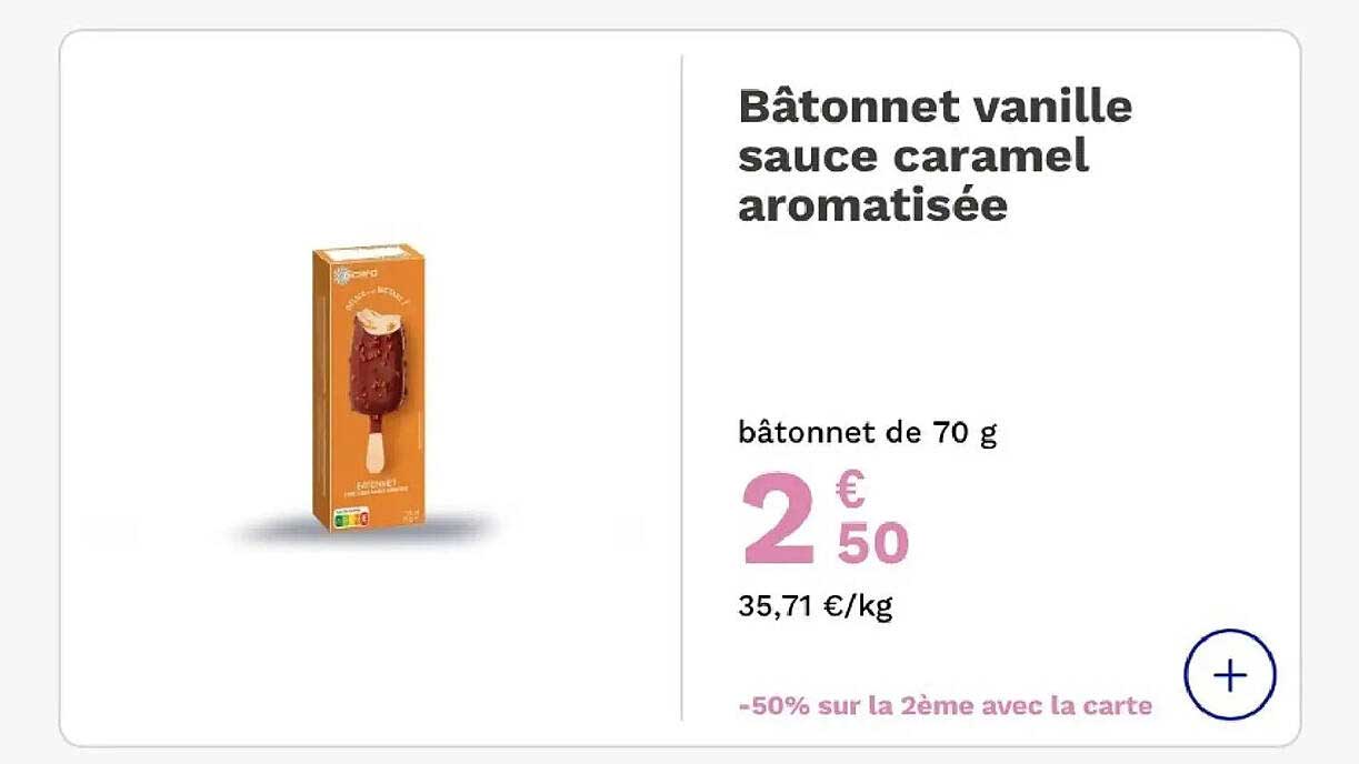 Bâtonnet vanille sauce caramel aromatisée