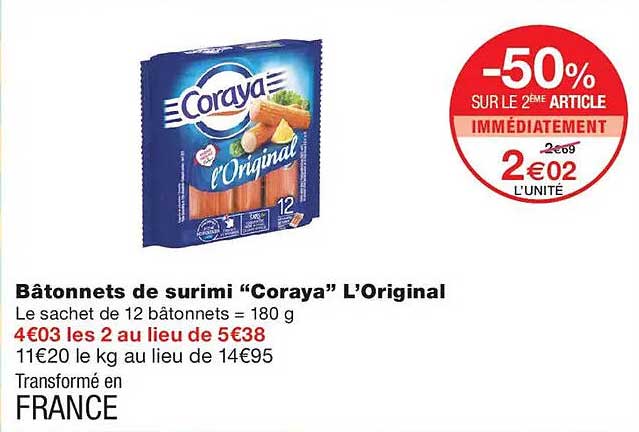 Bâtonnets de surimi “Coraya” L’Original