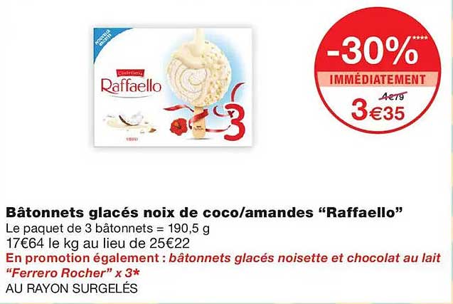 Bâtonnets glacés noix de coco/amandes “Raffaello”