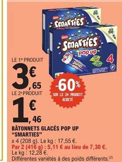 Bâtonnets glacés pop up "Smarties"