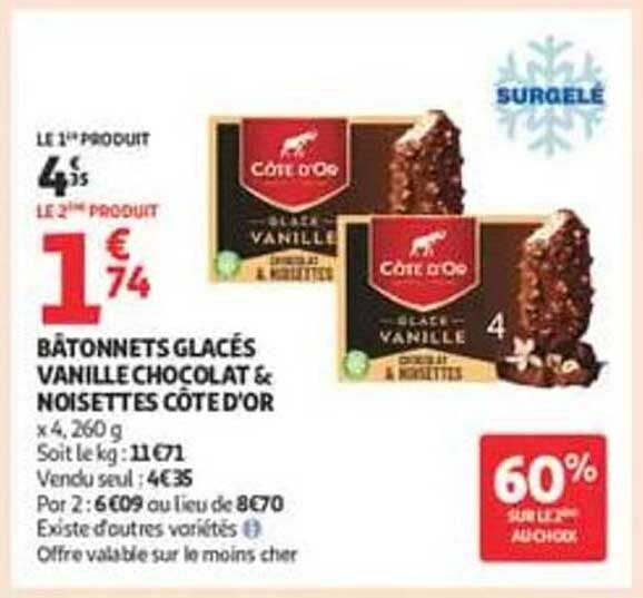 BÂTONNETS GLACÉS VANILLE CHOCOLAT & NOISETTES CÔTE D'OR