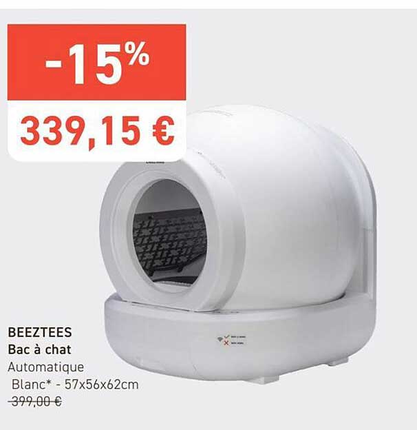 BEEZTEES Bac à chat Automatique Blanc* - 57x56x62cm