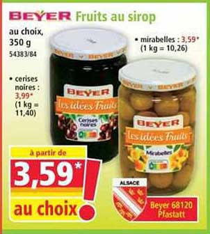 BEYER Fruits au sirop au choix, 350 g