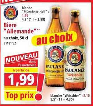 Bière "Allemande" au choix, 50 cl