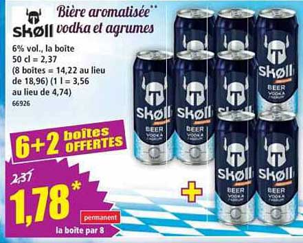 Bière aromatisée Skoll vodka et agrumes