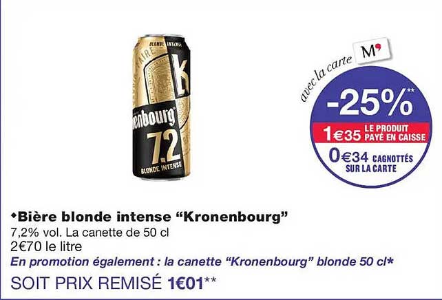 Bière blonde intense “Kronenbourg”
