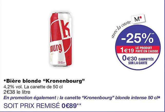 Bière blonde “Kronenbourg”