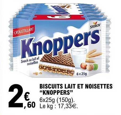 BISCUITS LAIT ET NOISETTES “KNOPPERS”