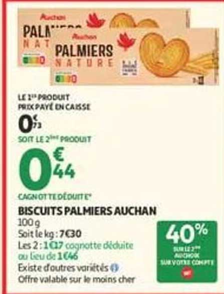 BISCUITS PALMIERS AUCHAN