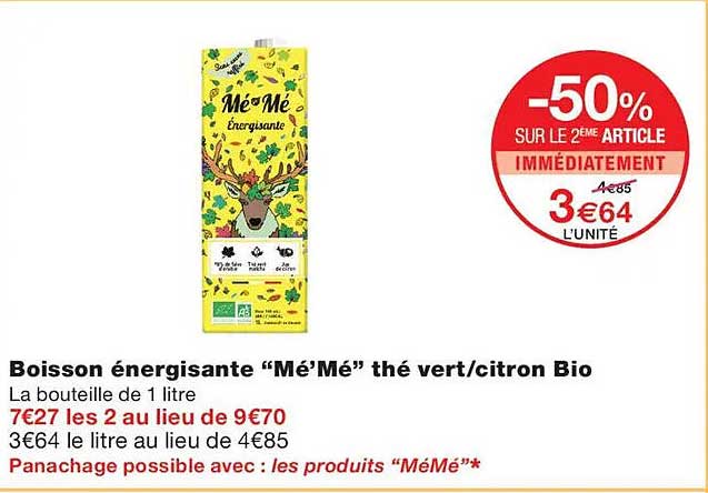 Boisson énergisante “Mé’Mé” thé vert/citron Bio