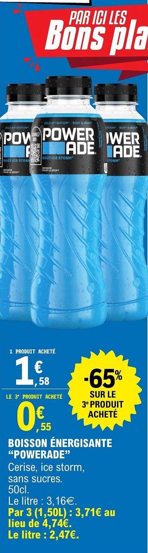 Boisson énergisante “Powerade” Cerise, ice storm, sans sucres. 50cl.