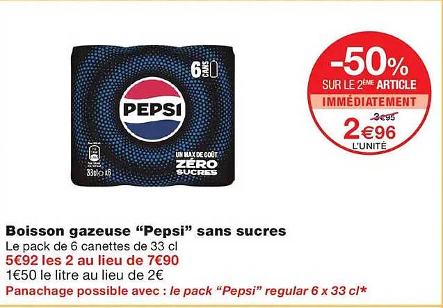 Boisson gazeuse “Pepsi” sans sucres