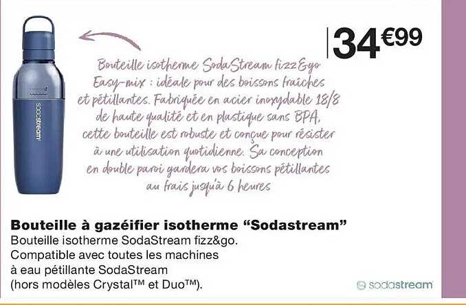 Bouteille à gazéifier isotherme “Sodastream”
