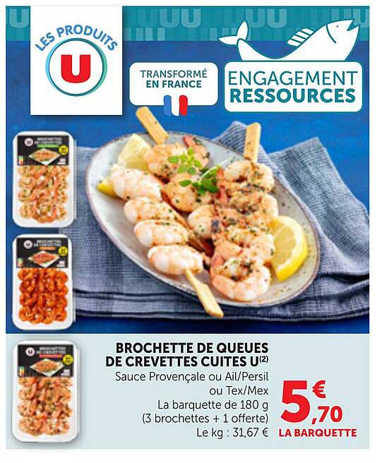 BROCHETTE DE QUEUES DE CREVETTES CUITES U