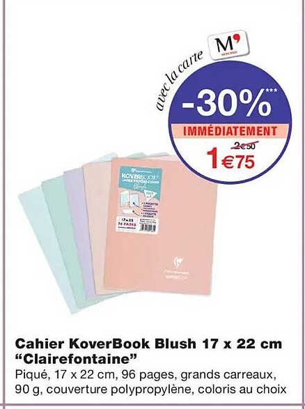Cahier KoverBook Blush 17 x 22 cm “Clairefontaine”