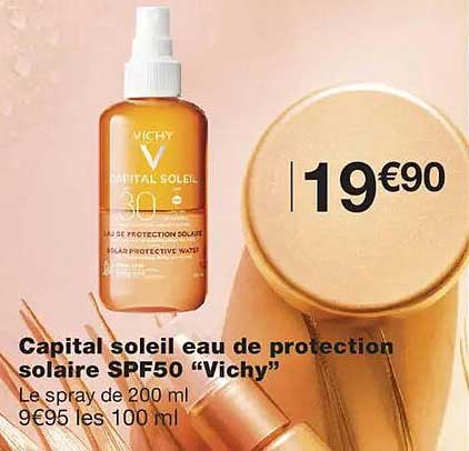 Capital soleil eau de protection solaire SPF50 “Vichy”