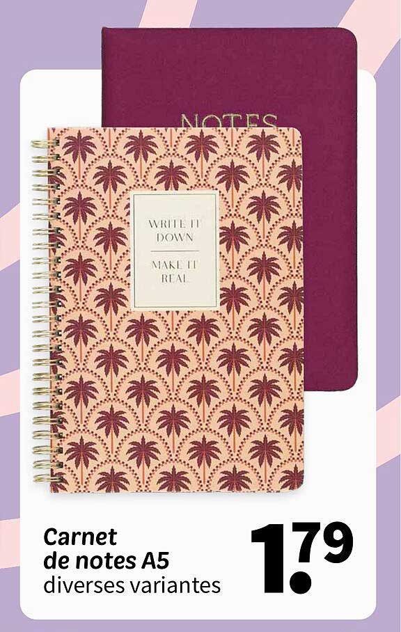 Carnet de notes A5 diverses variantes