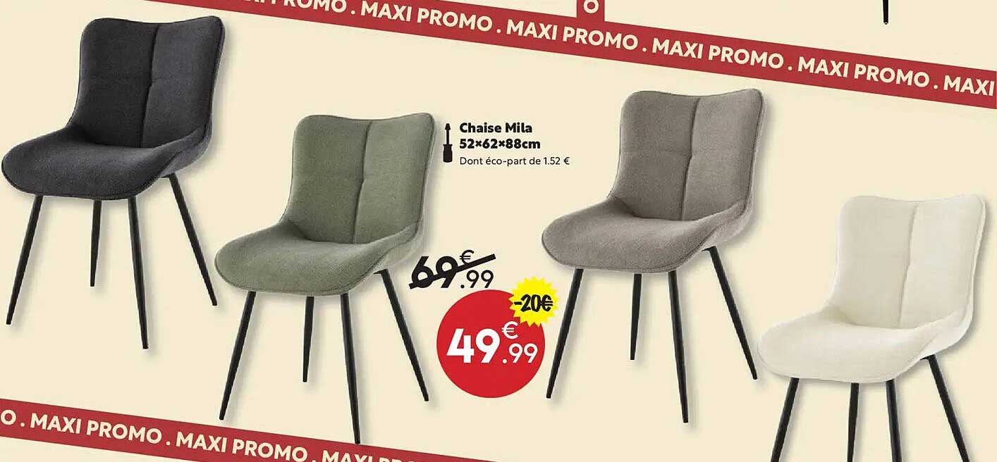 Chaise Mila 52×62×88cm