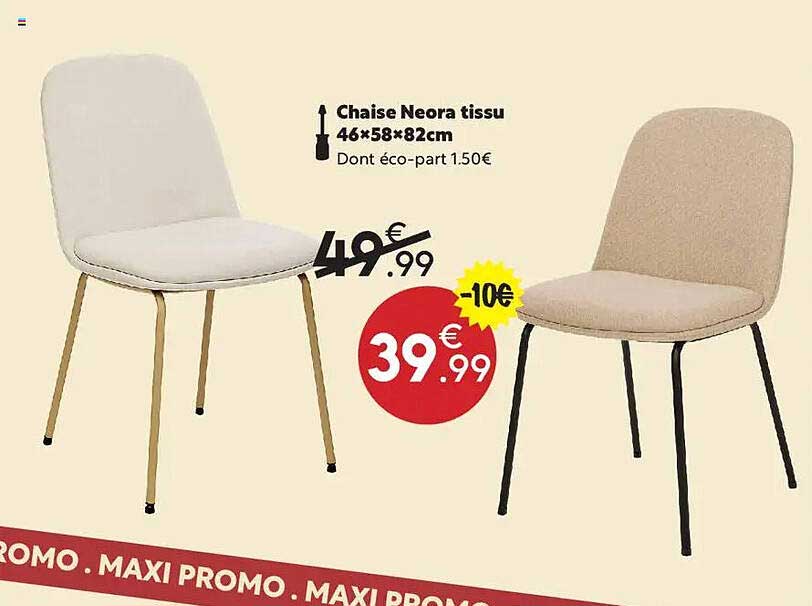 Chaise Neora tissu 46×58×82cm
