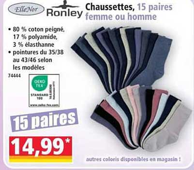 Chaussettes, 15 paires femme ou homme