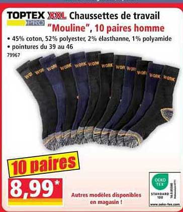 Chaussettes de travail "Mouline", 10 paires homme