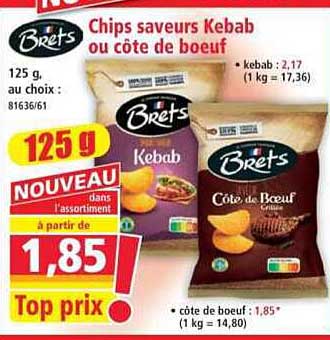 Chips saveurs Kebab ou côte de boeuf