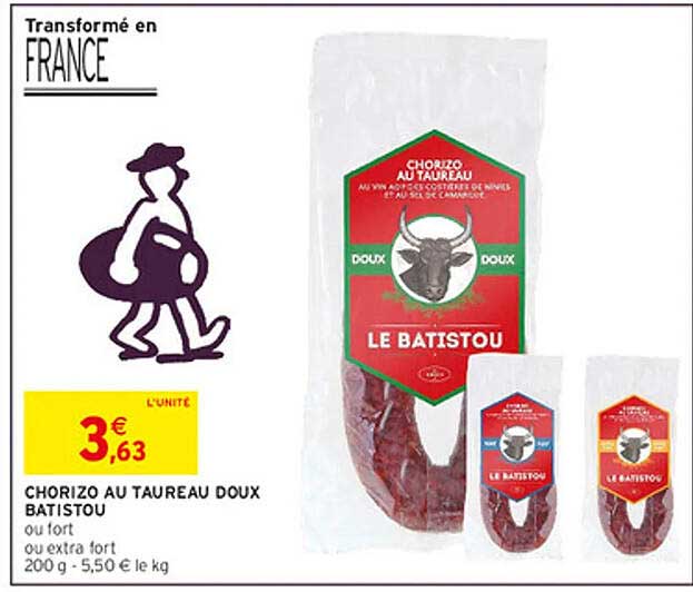 CHORIZO AU TAUREAU DOUX BATISTOU