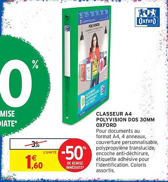 CLASSEUR A4 POLYVISION DOS 30MM OXFORD