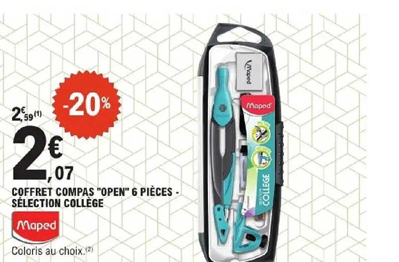 COFFRET COMPAS "OPEN" 6 PIÈCES - SÉLECTION COLLÈGE